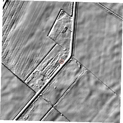 Shaded relief map of the ground around PE113HA, computed from Environment Agency LiDAR. The ground here sits at about 1 m above sea level and falls 4 m across the surrounding 800 m. Surface water reaching this point runs off ground lying to the south-south-west, 1.9 m higher.