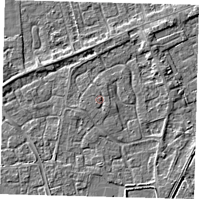 Shaded relief map of the ground around PE113HB, computed from Environment Agency LiDAR. The ground here sits at about 4 m above sea level and falls 6 m across the surrounding 800 m. Surface water reaching this point runs off ground lying to the north-west, 0.7 m higher.