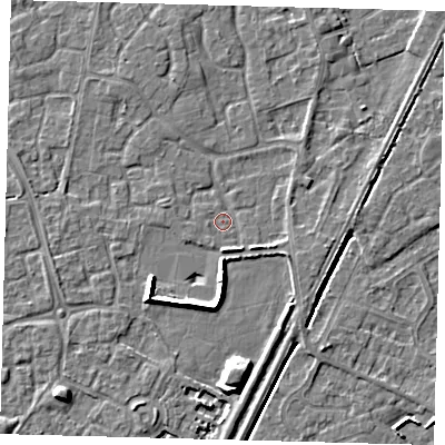 Shaded relief map of the ground around PE113HE, computed from Environment Agency LiDAR. The ground here sits at about 3 m above sea level and falls 6 m across the surrounding 800 m. Surface water reaching this point runs off ground lying to the south-south-west, 5.5 m higher.