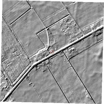 Shaded relief map of the ground around PE113HH, computed from Environment Agency LiDAR. The ground here sits at about 2 m above sea level and falls 4 m across the surrounding 800 m. Surface water reaching this point runs off ground lying to the south-south-west, 2.0 m higher.