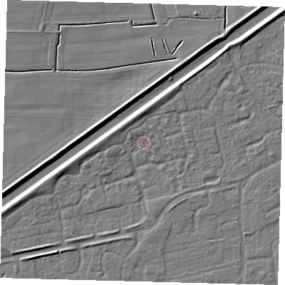 Shaded relief map of the ground around PE113HN, computed from Environment Agency LiDAR. The ground here sits at about 3 m above sea level and falls 4 m across the surrounding 800 m. Surface water reaching this point runs off ground lying to the west-south-west, 2.4 m higher.