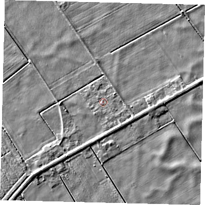 Shaded relief map of the ground around PE113HR, computed from Environment Agency LiDAR. The ground here sits at about 1 m above sea level and falls 4 m across the surrounding 800 m. Surface water reaching this point runs off ground lying to the south-east, 1.6 m higher.