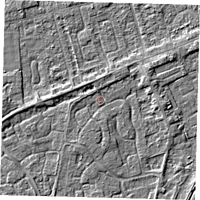 Shaded relief map of the ground around PE113HU, computed from Environment Agency LiDAR. The ground here sits at about 3 m above sea level and falls 3 m across the surrounding 800 m. Surface water reaching this point runs off ground lying to the north-north-west, 0.9 m higher.
