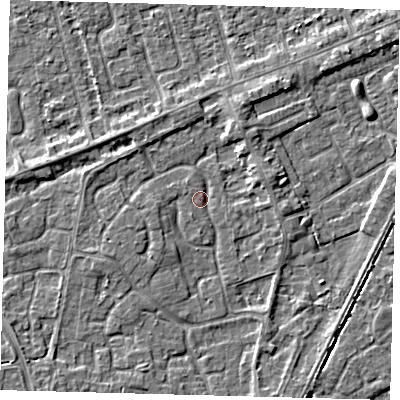 Shaded relief map of the ground around PE113HX, computed from Environment Agency LiDAR. The ground here sits at about 3 m above sea level and falls 3 m across the surrounding 800 m. Surface water reaching this point runs off ground lying to the east-north-east, 2.6 m higher.