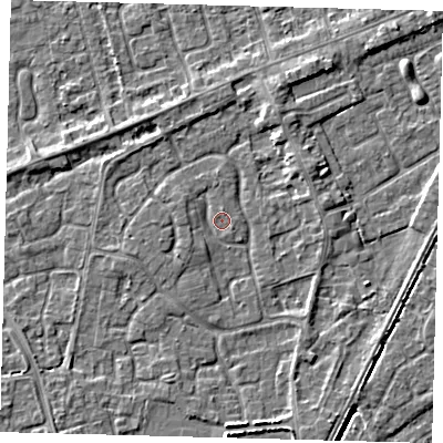Shaded relief map of the ground around PE113HY, computed from Environment Agency LiDAR. The ground here sits at about 3 m above sea level and falls 5 m across the surrounding 800 m. Surface water reaching this point runs off ground lying to the west, 1.4 m higher.