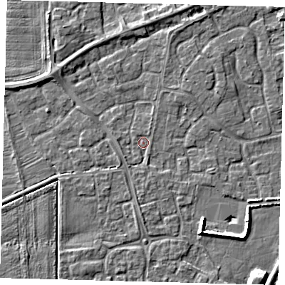 Shaded relief map of the ground around PE113JA, computed from Environment Agency LiDAR. The ground here sits at about 3 m above sea level and falls 6 m across the surrounding 800 m. Surface water reaching this point runs off ground lying to the south-south-west, 1.0 m higher.