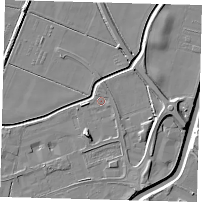 Shaded relief map of the ground around PE113JG, computed from Environment Agency LiDAR. The ground here sits at about 3 m above sea level and falls 8 m across the surrounding 800 m. Surface water reaching this point runs off ground lying to the south-east, 1.1 m higher.