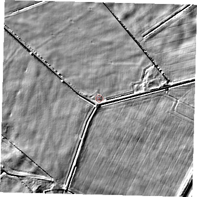 Shaded relief map of the ground around PE113JQ, computed from Environment Agency LiDAR. The ground here sits at about 3 m above sea level and falls 4 m across the surrounding 800 m. Surface water reaching this point runs off ground lying to the south-south-west, 0.9 m higher.