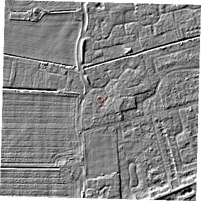Shaded relief map of the ground around PE113LG, computed from Environment Agency LiDAR. The ground here sits at about 3 m above sea level and falls 4 m across the surrounding 800 m. Surface water reaching this point runs off ground lying to the east-south-east, 1.0 m higher.