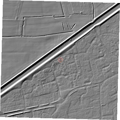 Shaded relief map of the ground around PE113LP, computed from Environment Agency LiDAR. The ground here sits at about 3 m above sea level and falls 4 m across the surrounding 800 m. Surface water reaching this point runs off ground lying to the north-north-west, 1.7 m higher.