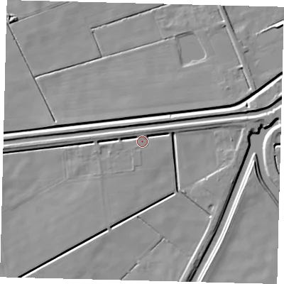 Shaded relief map of the ground around PE113LR, computed from Environment Agency LiDAR. The ground here sits at about 2 m above sea level and falls 5 m across the surrounding 800 m. Surface water reaching this point runs off ground lying to the north-north-east, 3.6 m higher.