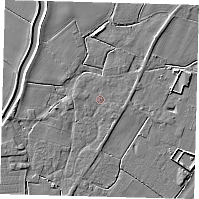 Shaded relief map of the ground around PE113LZ, computed from Environment Agency LiDAR. The ground here sits at about 4 m above sea level and falls 4 m across the surrounding 800 m. Surface water reaching this point runs off ground lying to the east-south-east, 0.7 m higher.
