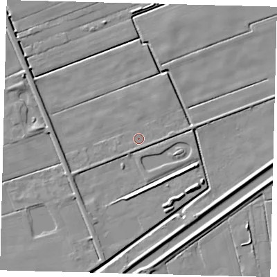 Shaded relief map of the ground around PE113NB, computed from Environment Agency LiDAR. The ground here sits at about 2 m above sea level and falls 5 m across the surrounding 800 m. Surface water reaching this point runs off ground lying to the south-south-east, 0.8 m higher.