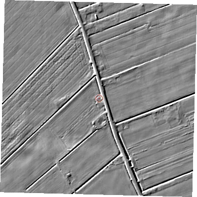 Shaded relief map of the ground around PE113ND, computed from Environment Agency LiDAR. The ground here sits at about 2 m above sea level and falls 4 m across the surrounding 800 m. Surface water reaching this point runs off ground lying to the east, 2.4 m higher.