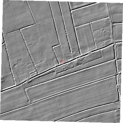 Shaded relief map of the ground around PE113NE, computed from Environment Agency LiDAR. The ground here sits at about 3 m above sea level and falls 3 m across the surrounding 800 m. Surface water reaching this point runs off ground lying to the south-east, 1.8 m higher.