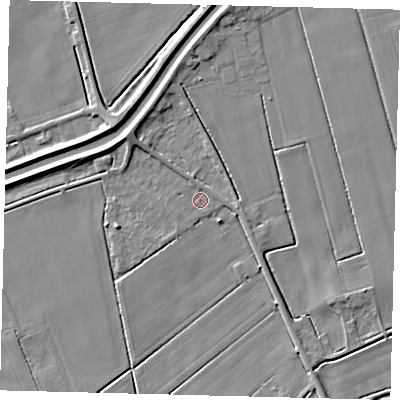 Shaded relief map of the ground around PE113NF, computed from Environment Agency LiDAR. The ground here sits at about 3 m above sea level and falls 5 m across the surrounding 800 m. Surface water reaching this point runs off ground lying to the north, 1.2 m higher.