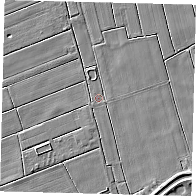 Shaded relief map of the ground around PE113NL, computed from Environment Agency LiDAR. The ground here sits at about 3 m above sea level and falls 4 m across the surrounding 800 m. Surface water reaching this point runs off ground lying to the north-north-east, 1.6 m higher.
