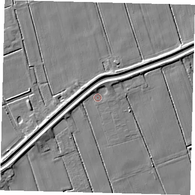 Shaded relief map of the ground around PE113NP, computed from Environment Agency LiDAR. The ground here sits at about 3 m above sea level and falls 4 m across the surrounding 800 m. Surface water reaching this point runs off ground lying to the north-north-east, 2.1 m higher.