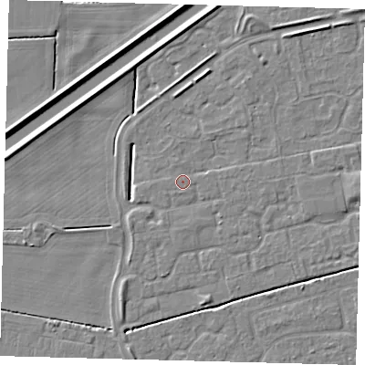 Shaded relief map of the ground around PE113NT, computed from Environment Agency LiDAR. The ground here sits at about 3 m above sea level and falls 5 m across the surrounding 800 m. Surface water reaching this point runs off ground lying to the south-south-east, 0.8 m higher.