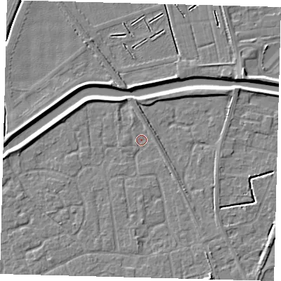 Shaded relief map of the ground around PE113NU, computed from Environment Agency LiDAR. The ground here sits at about 3 m above sea level and falls 5 m across the surrounding 800 m. Surface water reaching this point runs off ground lying to the south-south-east, 3.0 m higher.