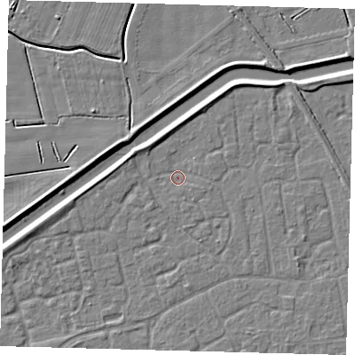 Shaded relief map of the ground around PE113NX, computed from Environment Agency LiDAR. The ground here sits at about 3 m above sea level and falls 4 m across the surrounding 800 m. Surface water reaching this point runs off ground lying to the south-west, 1.3 m higher.