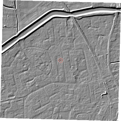 Shaded relief map of the ground around PE113NY, computed from Environment Agency LiDAR. The ground here sits at about 3 m above sea level and falls 5 m across the surrounding 800 m. Surface water reaching this point runs off ground lying to the south, 0.6 m higher.