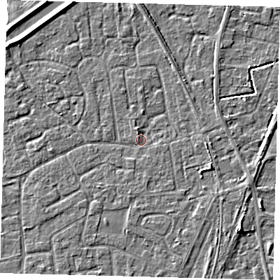 Shaded relief map of the ground around PE113PA, computed from Environment Agency LiDAR. The ground here sits at about 3 m above sea level and falls 5 m across the surrounding 800 m. Surface water reaching this point runs off ground lying to the south, 0.8 m higher.