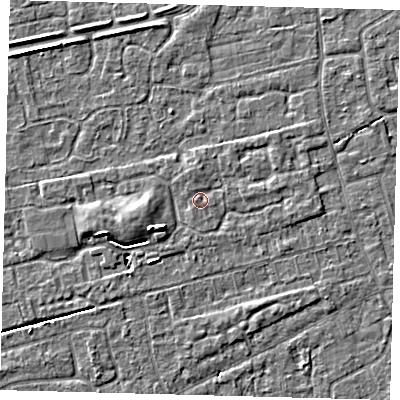 Shaded relief map of the ground around PE113PD, computed from Environment Agency LiDAR. The ground here sits at about 3 m above sea level and falls 4 m across the surrounding 800 m. Surface water reaching this point runs off ground lying to the west, 0.8 m higher.