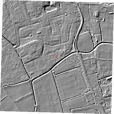 Shaded relief map of the ground around PE113PE, computed from Environment Agency LiDAR. The ground here sits at about 3 m above sea level and falls 4 m across the surrounding 800 m. Surface water reaching this point runs off ground lying to the south-south-west, 0.6 m higher.