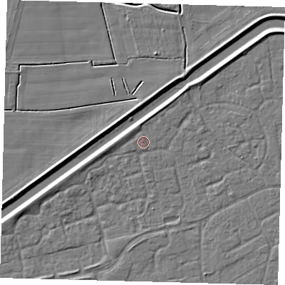 Shaded relief map of the ground around PE113PH, computed from Environment Agency LiDAR. The ground here sits at about 4 m above sea level and falls 4 m across the surrounding 800 m. Surface water reaching this point runs off ground lying to the west-north-west, 1.3 m higher.