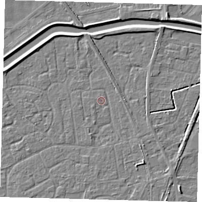 Shaded relief map of the ground around PE113PL, computed from Environment Agency LiDAR. The ground here sits at about 3 m above sea level and falls 4 m across the surrounding 800 m. Surface water reaching this point runs off ground lying to the south-east, 3.0 m higher.