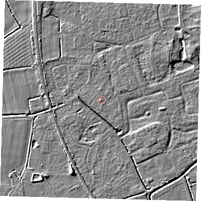 Shaded relief map of the ground around PE113PP, computed from Environment Agency LiDAR. The ground here sits at about 4 m above sea level and falls 5 m across the surrounding 800 m. Surface water reaching this point runs off ground lying to the east-south-east, 0.7 m higher.
