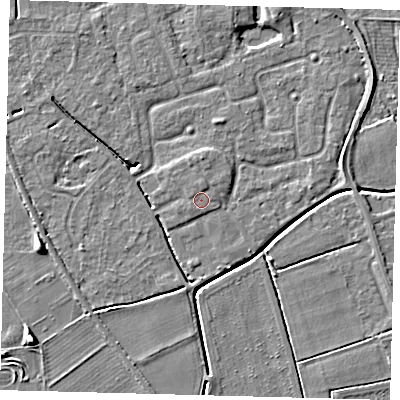Shaded relief map of the ground around PE113PS, computed from Environment Agency LiDAR. The ground here sits at about 4 m above sea level and falls 6 m across the surrounding 800 m. Surface water reaching this point runs off ground lying to the north, 0.7 m higher.