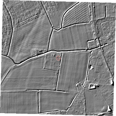 Shaded relief map of the ground around PE113PT, computed from Environment Agency LiDAR. The ground here sits at about 3 m above sea level and falls 6 m across the surrounding 800 m. Surface water reaching this point runs off ground lying to the west-south-west, 1.6 m higher.