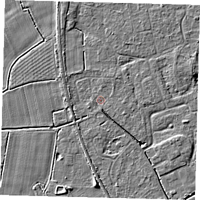 Shaded relief map of the ground around PE113PW, computed from Environment Agency LiDAR. The ground here sits at about 3 m above sea level and falls 5 m across the surrounding 800 m. Surface water reaching this point runs off ground lying to the north-east, 1.0 m higher.