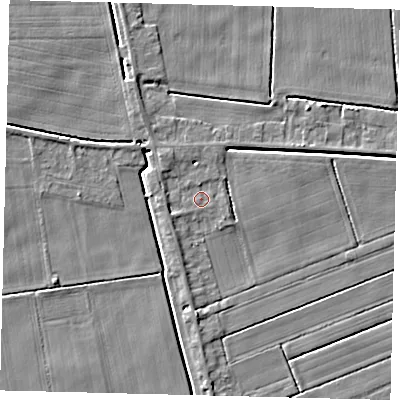 Shaded relief map of the ground around PE113QH, computed from Environment Agency LiDAR. The ground here sits at about 3 m above sea level and falls 4 m across the surrounding 800 m. Surface water reaching this point runs off ground lying to the east-south-east, 0.8 m higher.