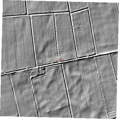 Shaded relief map of the ground around PE113QL, computed from Environment Agency LiDAR. The ground here sits at about 3 m above sea level and falls 3 m across the surrounding 800 m. Surface water reaching this point runs off ground lying to the south-south-west, 1.5 m higher.