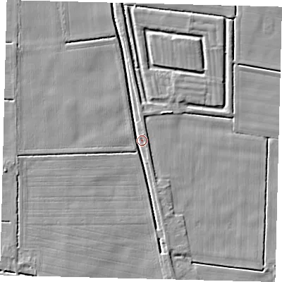 Shaded relief map of the ground around PE113QN, computed from Environment Agency LiDAR. The ground here sits at about 3 m above sea level and falls 5 m across the surrounding 800 m. Surface water reaching this point runs off ground lying to the south-east, 3.6 m higher.