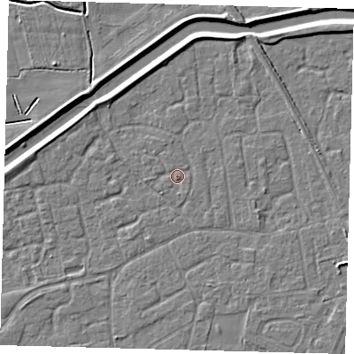 Shaded relief map of the ground around PE113QU, computed from Environment Agency LiDAR. The ground here sits at about 3 m above sea level and falls 5 m across the surrounding 800 m. Surface water reaching this point runs off ground lying to the south, 0.8 m higher.