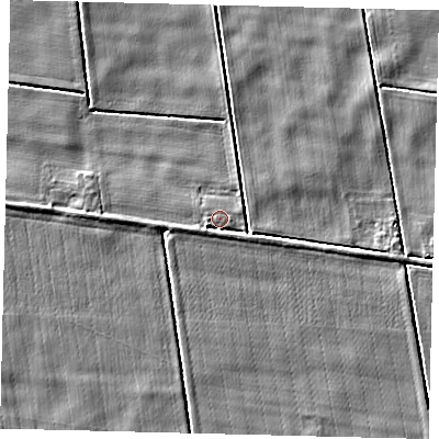 Shaded relief map of the ground around PE113QW, computed from Environment Agency LiDAR. The ground here sits at about 3 m above sea level and falls 3 m across the surrounding 800 m. Surface water reaching this point runs off ground lying to the south-west, 1.7 m higher.