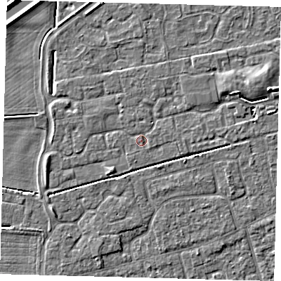 Shaded relief map of the ground around PE113QZ, computed from Environment Agency LiDAR. The ground here sits at about 3 m above sea level and falls 6 m across the surrounding 800 m. Surface water reaching this point runs off ground lying to the east-north-east, 4.3 m higher.