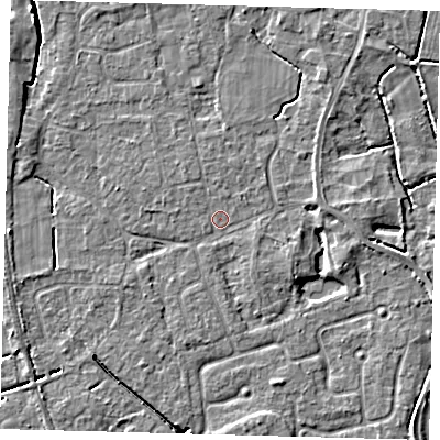 Shaded relief map of the ground around PE113RN, computed from Environment Agency LiDAR. The ground here sits at about 3 m above sea level and falls 5 m across the surrounding 800 m. Surface water reaching this point runs off ground lying to the east-south-east, 0.7 m higher.