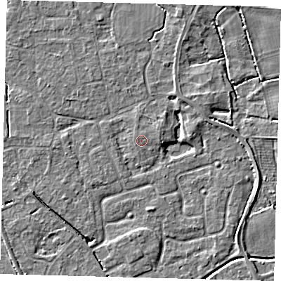Shaded relief map of the ground around PE113RW, computed from Environment Agency LiDAR. The ground here sits at about 4 m above sea level and falls 3 m across the surrounding 800 m. Surface water reaching this point runs off ground lying to the east-north-east, 0.6 m higher.
