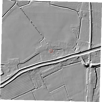 Shaded relief map of the ground around PE113SE, computed from Environment Agency LiDAR. The ground here sits at about 4 m above sea level and falls 9 m across the surrounding 800 m. Surface water reaching this point runs off ground lying to the east, 3.1 m higher.