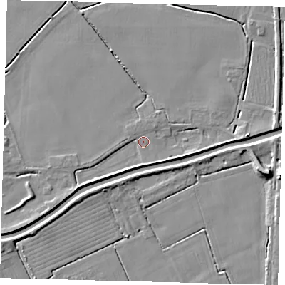 Shaded relief map of the ground around PE113SF, computed from Environment Agency LiDAR. The ground here sits at about 4 m above sea level and falls 9 m across the surrounding 800 m. Surface water reaching this point runs off ground lying to the south-west, 2.5 m higher.