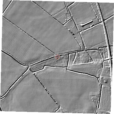 Shaded relief map of the ground around PE113SL, computed from Environment Agency LiDAR. The ground here sits at about 3 m above sea level and falls 5 m across the surrounding 800 m. Surface water reaching this point runs off ground lying to the south-east, 4.5 m higher.