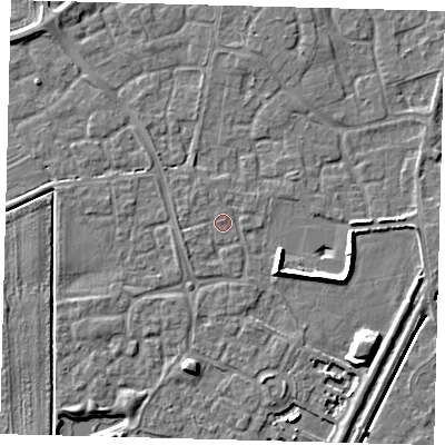 Shaded relief map of the ground around PE113SU, computed from Environment Agency LiDAR. The ground here sits at about 3 m above sea level and falls 6 m across the surrounding 800 m. Surface water reaching this point runs off ground lying to the south-west, 1.0 m higher.