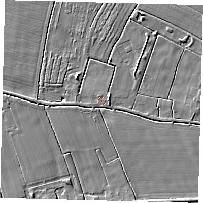 Shaded relief map of the ground around PE113TA, computed from Environment Agency LiDAR. The ground here sits at about 3 m above sea level and falls 6 m across the surrounding 800 m. Surface water reaching this point runs off ground lying to the east, 3.1 m higher.