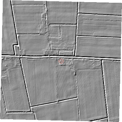 Shaded relief map of the ground around PE113TD, computed from Environment Agency LiDAR. The ground here sits at about 3 m above sea level and falls 3 m across the surrounding 800 m. Surface water reaching this point runs off ground lying to the west-north-west, 0.9 m higher.