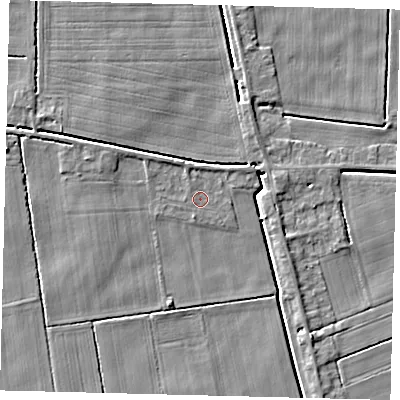 Shaded relief map of the ground around PE113TE, computed from Environment Agency LiDAR. The ground here sits at about 3 m above sea level and falls 4 m across the surrounding 800 m. Surface water reaching this point runs off ground lying to the north, 0.8 m higher.